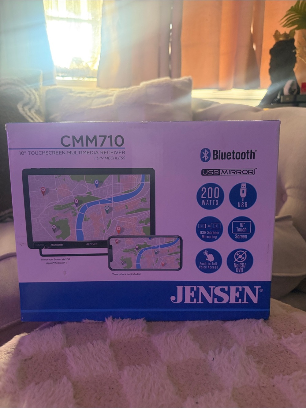 Jensen 10" Touchscreen Multimedia Receiver - Purple and Blue 200 watts